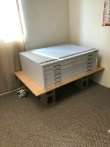 5 drawer white metal flat file 35&#034; x 46&#034; x 15.5&#034;