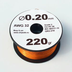 0.2 mm 32 AWG Gauge 220 gr ~775 m (1/2 oz) Magnet Wire Enameled Copper Coil