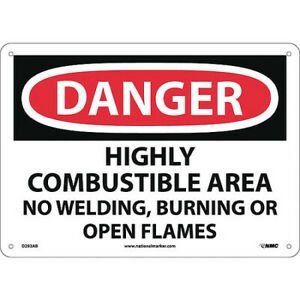 NMC D292AB Highly Combustible Area No Welding Burni Sign