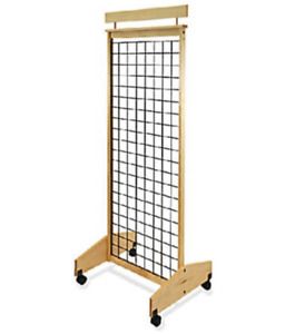 Gridwall Display -25&#034; 2-Sided Mobile - Wood