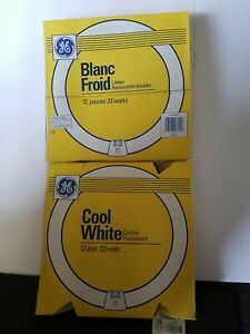 Set of 2 GE Fluorescent 32W 12&#034; Circline Light Bulb Fc12 T9 Cool White Garage