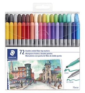 STAEDTLER double ended fiber-tip markers, for sketching, drawing, illustrations,