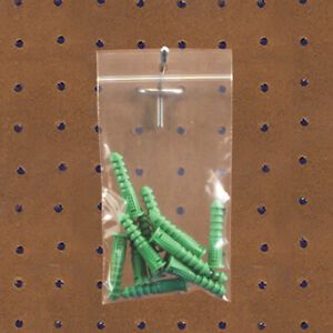 Reclosable Poly Bags w/ Hang Hole, 2 x 2&#034;, 2000 Pack, 2 Mil Clear