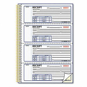 Rediform 8L810 Receipt  2-3/4 x 7  Carbonless Duplicate  Twin Wire  300 Sets/Boo