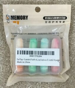 4 Pair Soft Memory Foam Soft Comfortable Ear Plugs Multi-Color NEW IN PACKAGE