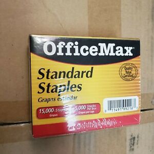 Office Max Brand Standard Staples, 1/4&#034;, 15,000 Staples, Pack of 3 boxes