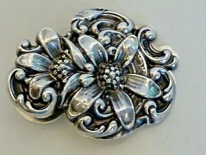 LARGE STERLING PAPER CLASP, LOVELY DEEP FLORAL RELIEF, MAUSER C.1890-1905