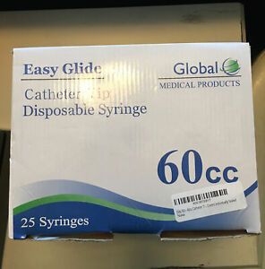 New Global 60ml CATHETER TIP Easy Glide SYRINGE 60mL 25 Syringes Medical