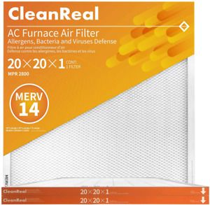 CleanReal 20x20x1 High Grade MERV14 Air Filter for AC Furnace 2-pack