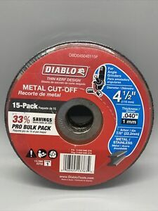 Diablo DBD045040115F 4_1/2-In. Metal Cut Off Disc _ Thin Kerf - 15-Pack NEW