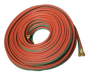 Grade R Twin-Line Welding Hose, 1/4 In, 6 Ft, Bb Fittings, Acetylene and Oxygen