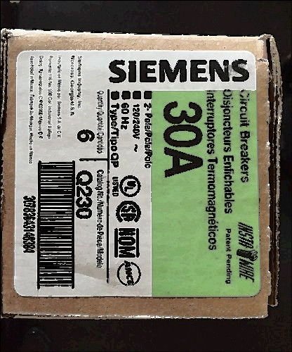 240/60 for sale, Siemens 30amps. two-poles, circuit breaker, lot of 7
