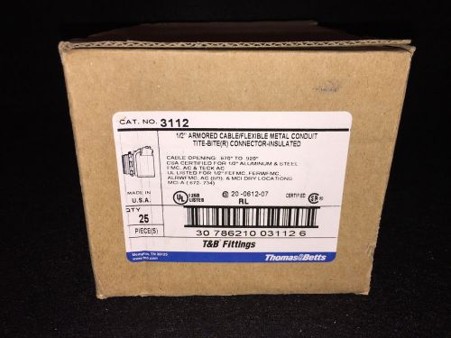 (qty. 25) thomas &amp; betts 3112 tite-bite connector; 1/2&#034; knockout - new in box for sale