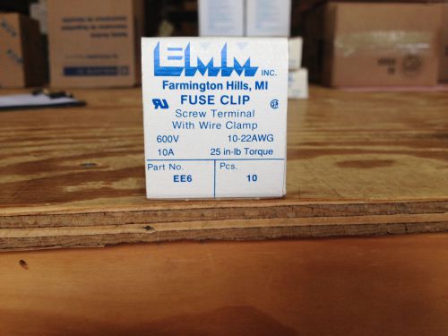 Emm terminal block ee6 fused 600v 10a 10-22awg midget style *new set of 10* for sale