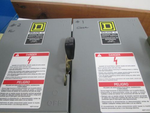 Two-square d general duty safety switch - d321n - series e3 (30 amp/3 phase) for sale