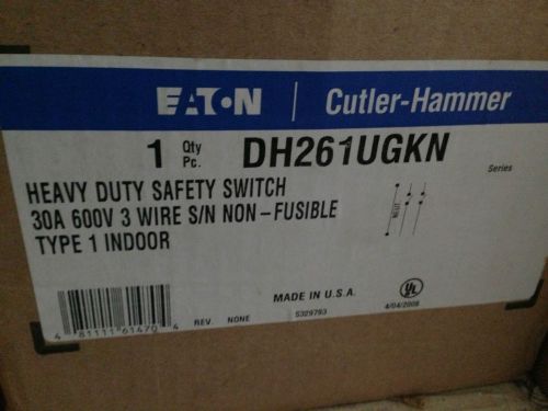 Cutler-Hammer Safety Switch DH261UGKN, 30A 600V 2P 3W Non-Fusible, New in Box!!!
