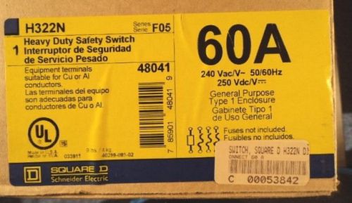 SQUARE D HEAVY DUTY SAFETY SWITCH H322N - BRAND NEW / IN BOX