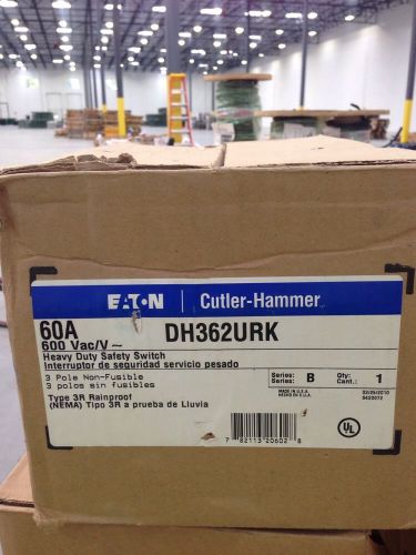 Eaton Cutler Hammer DH362URK 60A 600V 3 Pole Non Fusible NEMA 3R Disconnect