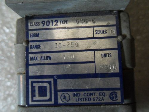 (RR15-2) 1 USED SQUARE D 9012-GNG-6 PRESSURE SWITCH