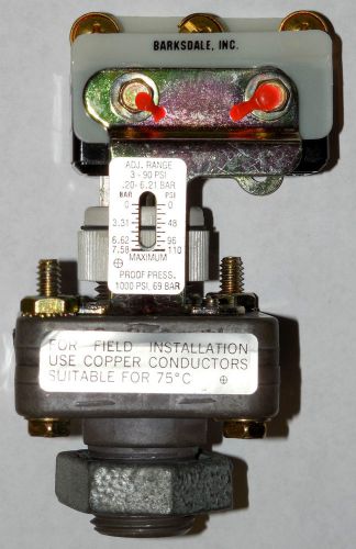Barksdale e1s-gh90-e1 econ-o-trol pressure switch 3-90psi 1 amp 24 vdc 125 vac for sale