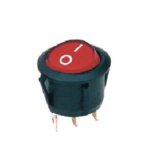 AMOI New 1 x 3 Pin Snap-in On Off Rocker Switch Round Red With Neon Lamp [EP05]