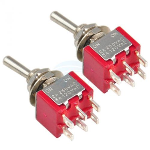 2 Pcs Red Double Pole Double Throw Toggle On-Off Switch 6 Pins Changeover Auto