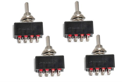 Lot of 4 ON/OFF/ON 4PDT Miniature Toggle Switch Four Pole Double Throw