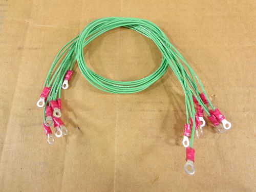 Lot Of 10 ) 20&#034; 22 AWG Wire 1/8&#034; Ring Terminal Ends Stud Connector Green Premade