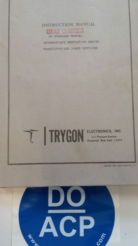 TRYGON CR STANDARD MANUAL INT REG SERIES POWER SUPPLY INSTRUCTION MANUAL R3-S24