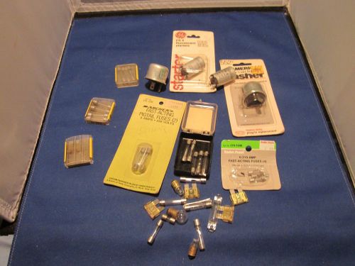 LOT OF OVER 35 VINTAGE AUTO FUSES AND FLASHERS BULBS STARTER