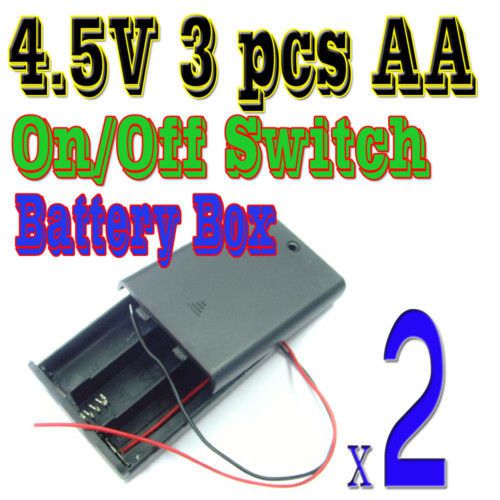 2 x On/Off Switch Holder 3 AA 4.5V Leads Battery Boxes