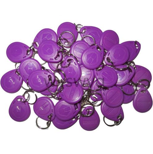 100pcs 125khz rfid id em4100 proximity induction tag token keyfob purple color for sale