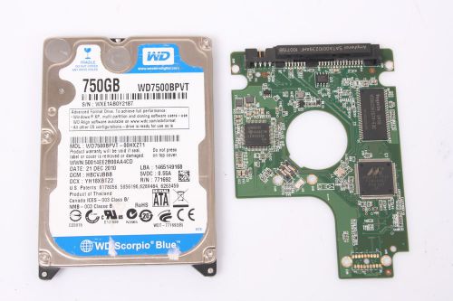 Wd wd7500bpvt-00hxzt1 750gb 2,5 sata hard drive / pcb (circuit board) only for d for sale