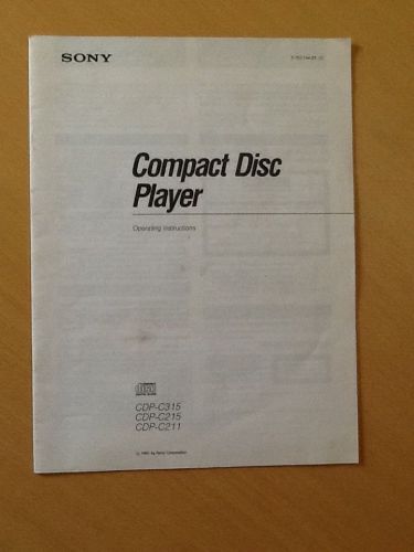 SONY COMPACT DISC PLAYER OPERATING INSTRUCTIONS