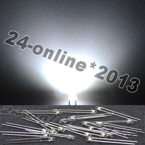 1000PCS 3mm flat top 2pin waterclear White Wide Angle Plug-in LED lamp beads DIY