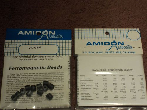 FERRITE Magnetic Beads FB-73-801 AMIDON BRAND NEW OLD STOCK 2 Pack of  of 12 pcs