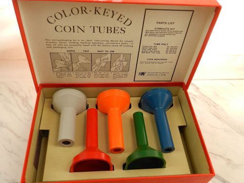 Vintage 1960 handheld color keyed coin counting sorting tube kit for sale