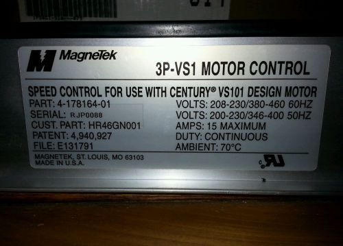 Magnetek 3p vs1 motor control for sale