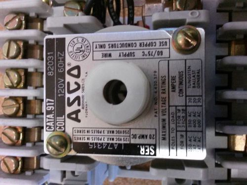 Asco 91782031 8 pole 20 amp 120v coil  lighting contactor for sale