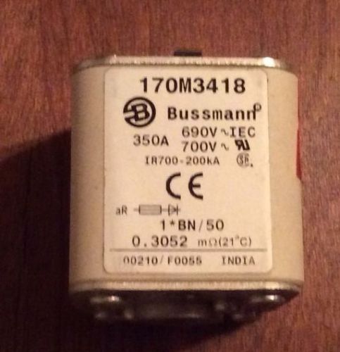 Bussmann 170m3418 semiconductor fuse 350a 690v 1bn/50 ar uc square body for sale
