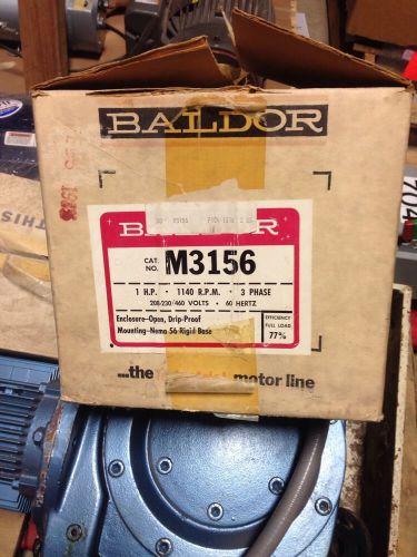 Baldor 208-480v electric ac motor m3156 1hp, 3ph, 1140 rpm, 56 fr, for sale