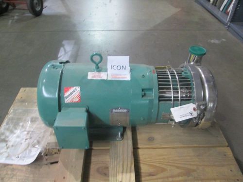 TRI-CLOVER CENTRIFUGAL PUMP 3&#034; IN - 2&#034; OUT AND BALDOR CWDM3710T MOTOR 7-1/2HP