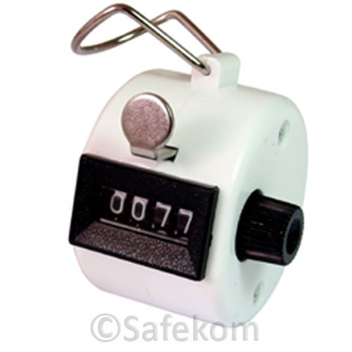 White 4 digit hand held manual counting clicker counter click tasbeeh tally golf for sale