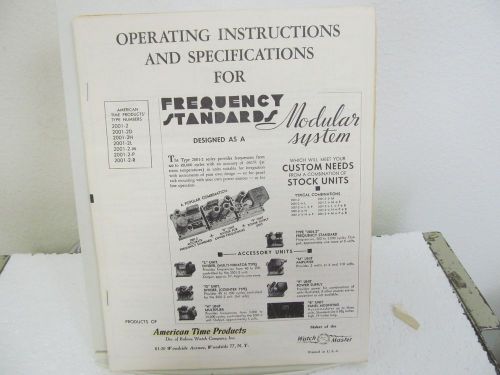 American Time Prod. 2001-2 Series Freq. Standards Operating Instructions Booklet