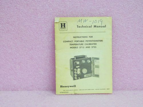 Honeywell Manual 2715, 2725 Compact Portable Potentiometers Instr. Man. w/Schem.