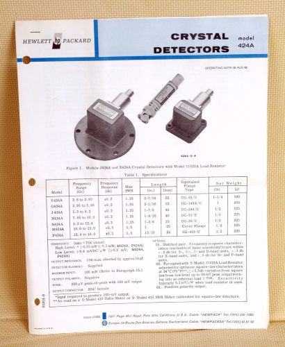 Hewlett Packard HP Operating Note Manual 424A Crystal Detector