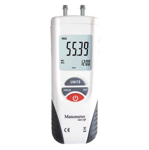Manometer Differential Air Pressure Meter Gauge Large +9V Battery Leather BAG