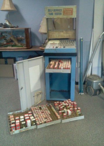 VINTAGE SELF SERVICE TUBE TESTER with 165 assorted tubes