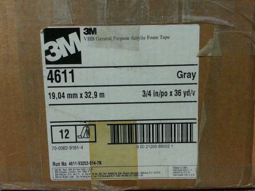 3M VHB General purpose acrylic foam tape, 4611, 3/4&#034; x 36 yd. Grey
