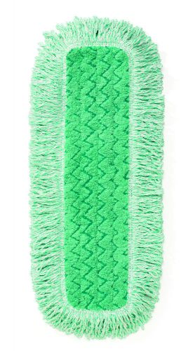 Rubbermaid commercial hygen q418 microfiber 18&#034; dust mop head with fringe green for sale